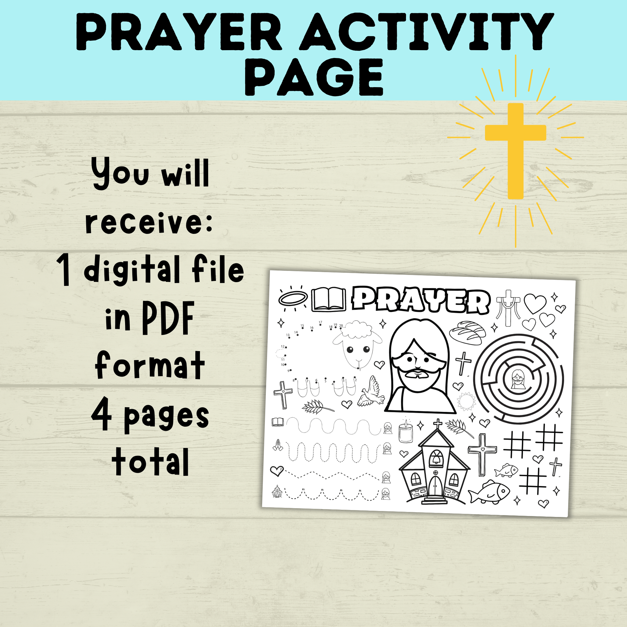 Prayer Activity Page for Kids | Sunday School Activity Page | Teach kids to Pray | Prayer Activities | Prayer Craft | Kids Crafts | Digital