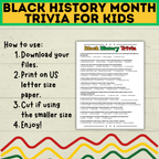 Black History Trivia | Printable Black History Month Games | Black History Quiz | Black History Activity | Games for Adults | Games for Kids