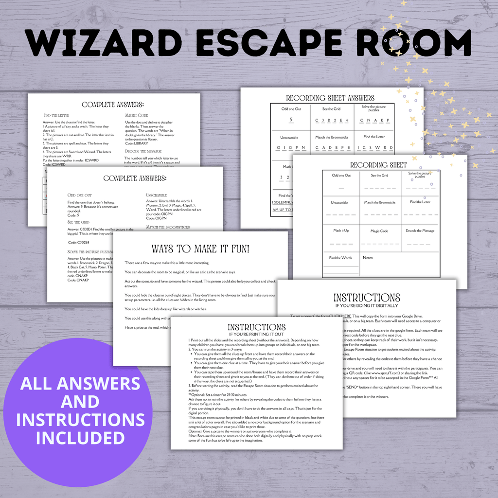 Wizard Escape Room for Kids 8-13 | Kids Escape Room | Digital Escape Room | DIY Escape Room | Magic Escape Room | Party Game | Kids Games