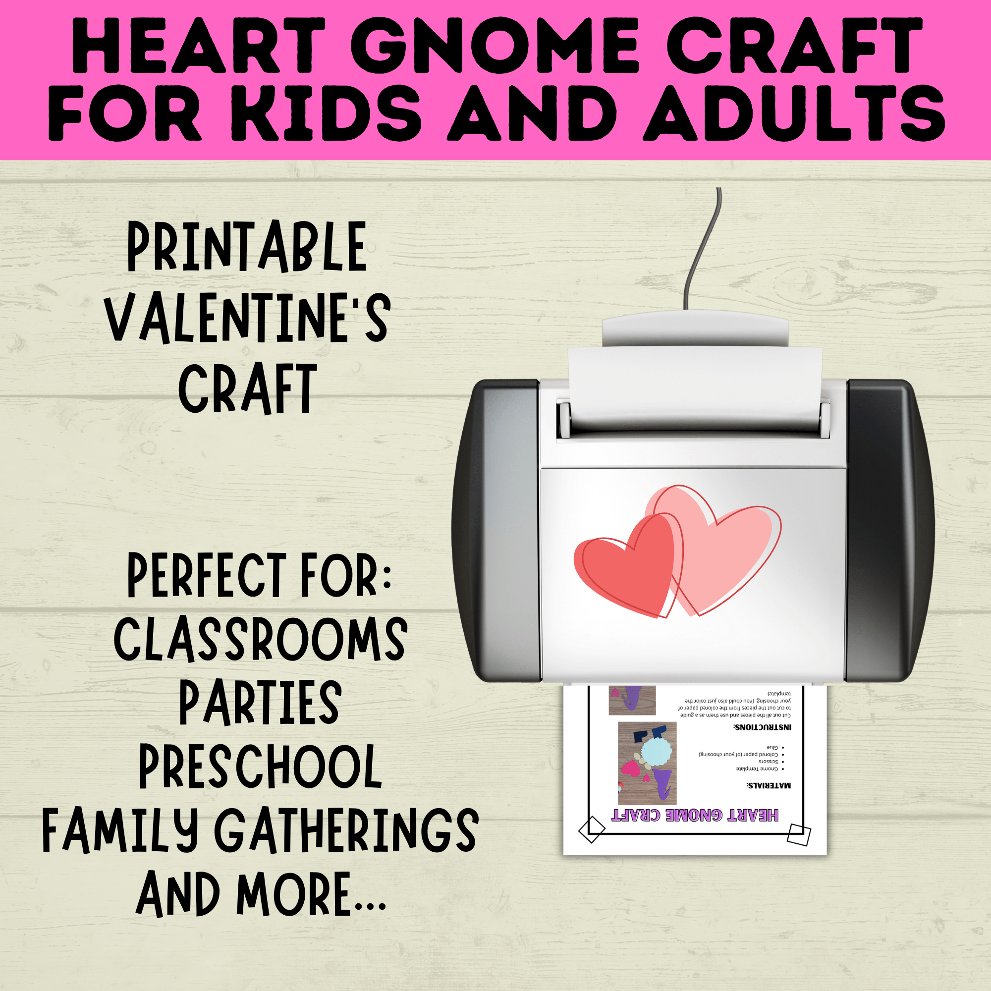 Gnome Craft for Kids | Adult Crafts | Valentine's Day Craft | Kids Crafts | Heart Template | Toddler Craft | Gnome template | Valentine's