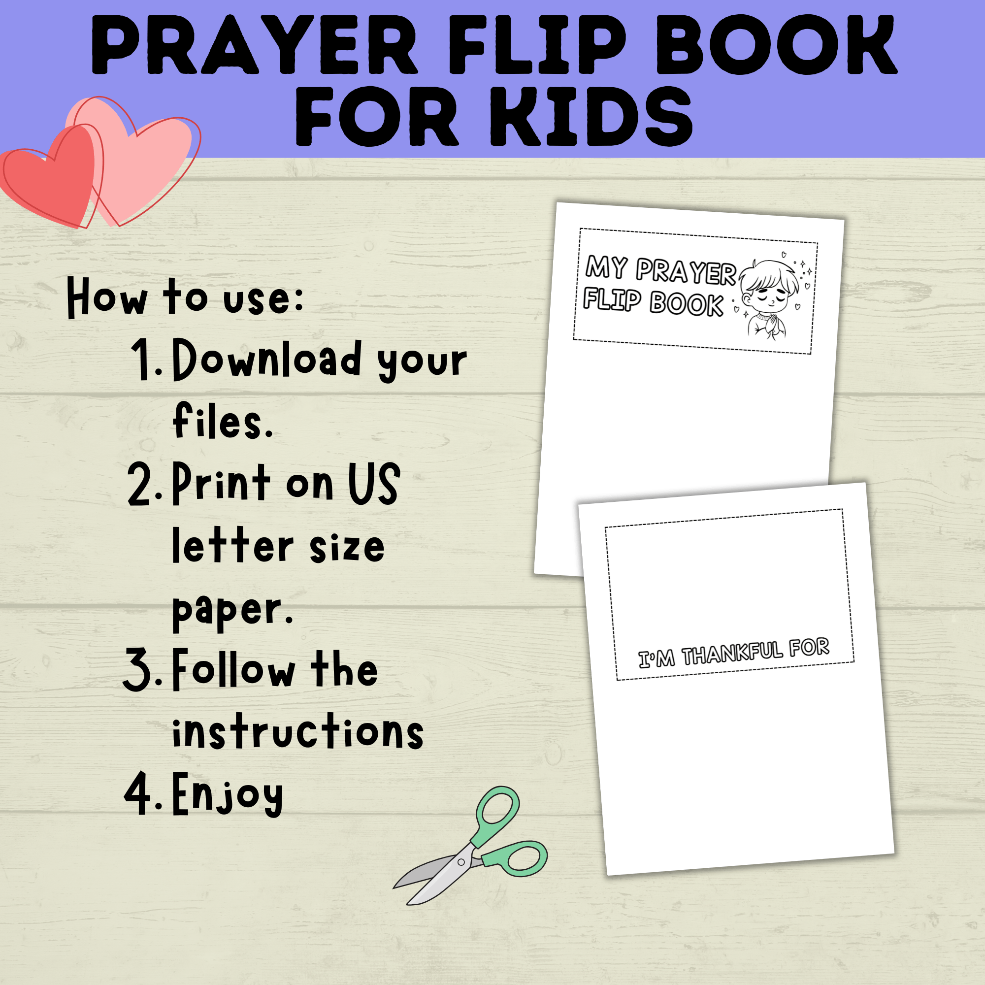 Prayer Flip Book | Prayer Craft | Prayer Activity | Prayer Printables for kids | Church Craft | Sunday School Craft | Prayer lesson