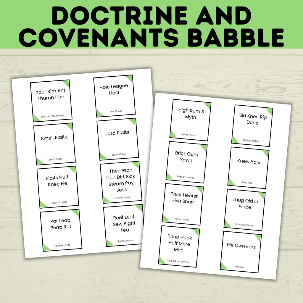 Doctrine and Covenants Game | Doctrine and Covenants Babble | D&C Game | Doctrine and Covenants Printable | Kids Game | Scripture Game