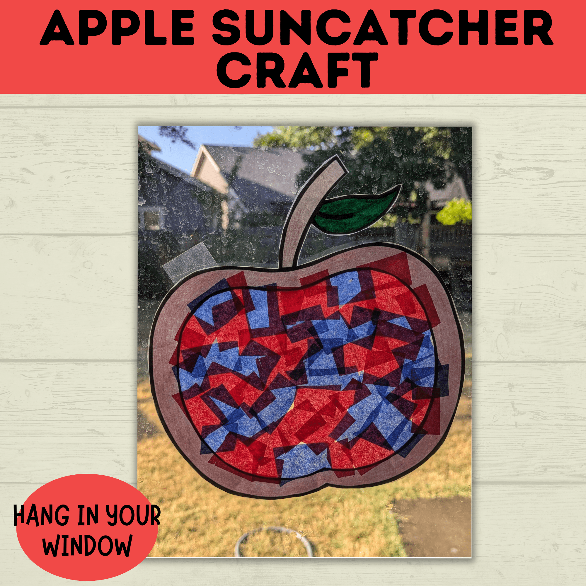 Apple Suncatcher Craft for Kids | Apple Template | Apple Craft | Kids Crafts Templates | Kids Printables | Preschool Crafts | PDF digital