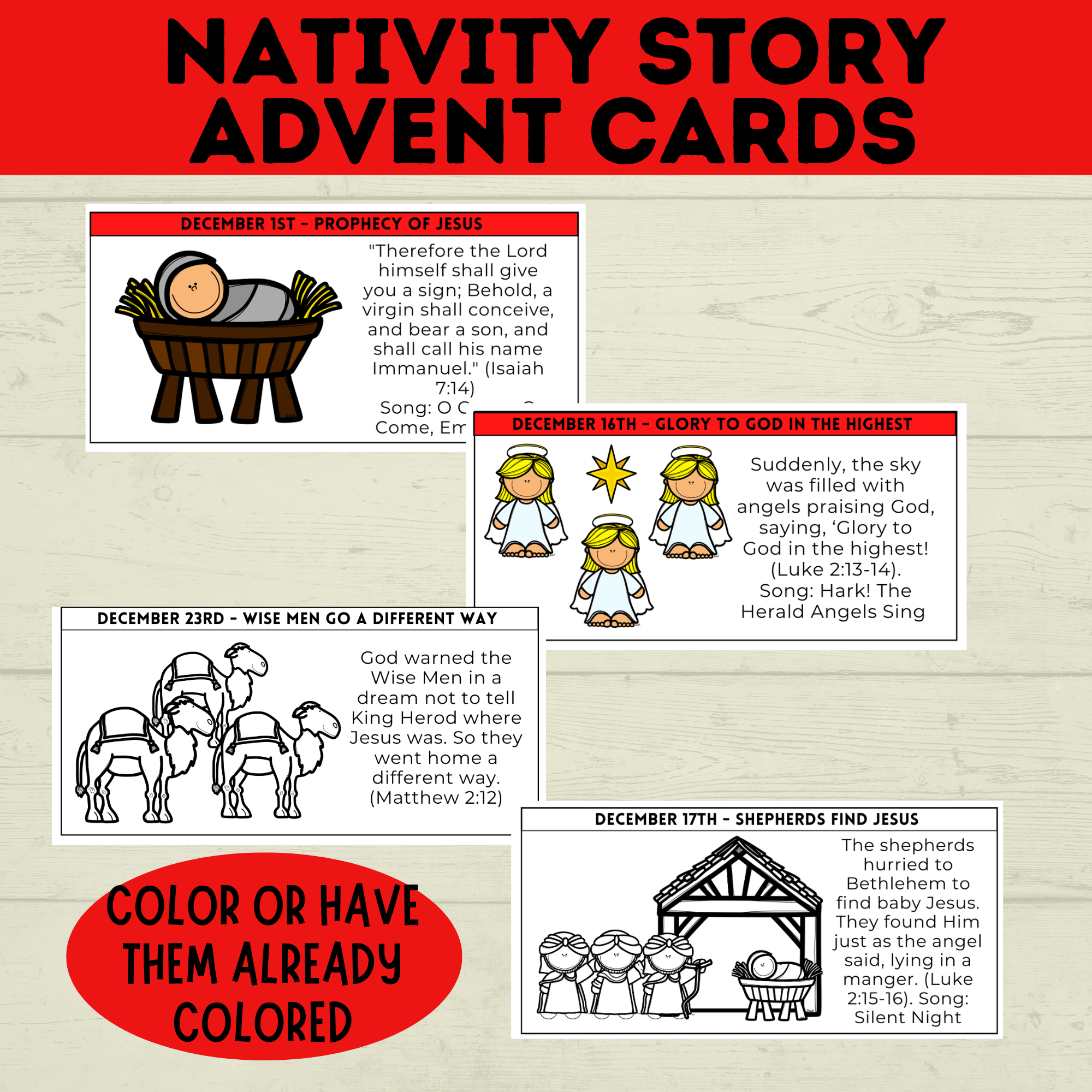 Nativity Advent Calendar | Nativity Story Cards | Christmas Advent Calendar