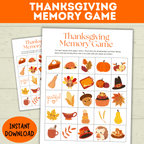 Thanksgiving Memory game for kids | Kids Game | Thanksgiving Game | Holiday Game | Memory game | kids activities | Toddler game | PDF
