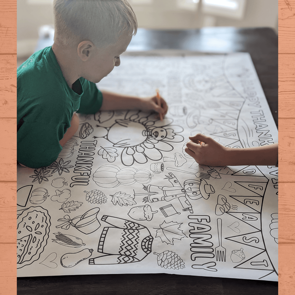 Thanksgiving Coloring Poster for Kids | Poster for Kids | Thanksgiving Activities for Kids | 18 x 24 and 30 x 42 | Thanksgiving Tablecloth