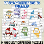 Fun Snowman Preschool Puzzles for Toddlers, Winter Holiday Activities, Kindergarten