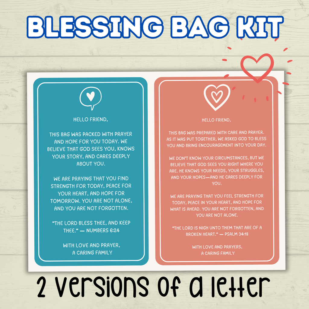 Blessing Bag Kit, Homeless Ministry, Bag Tags, Bag Notes, Homeless Hygiene Kit, Blessing Bag Labels