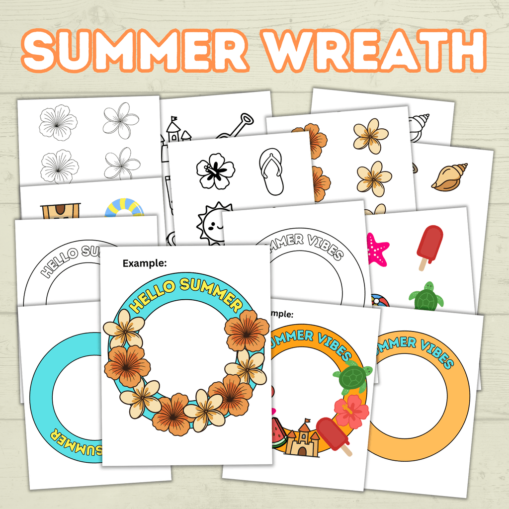 Summer DIY Paper Wreath, Summer Craft, Summer Activity for Kids, Hello Summer