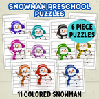 Fun Snowman Preschool Puzzles for Toddlers, Winter Holiday Activities, Kindergarten