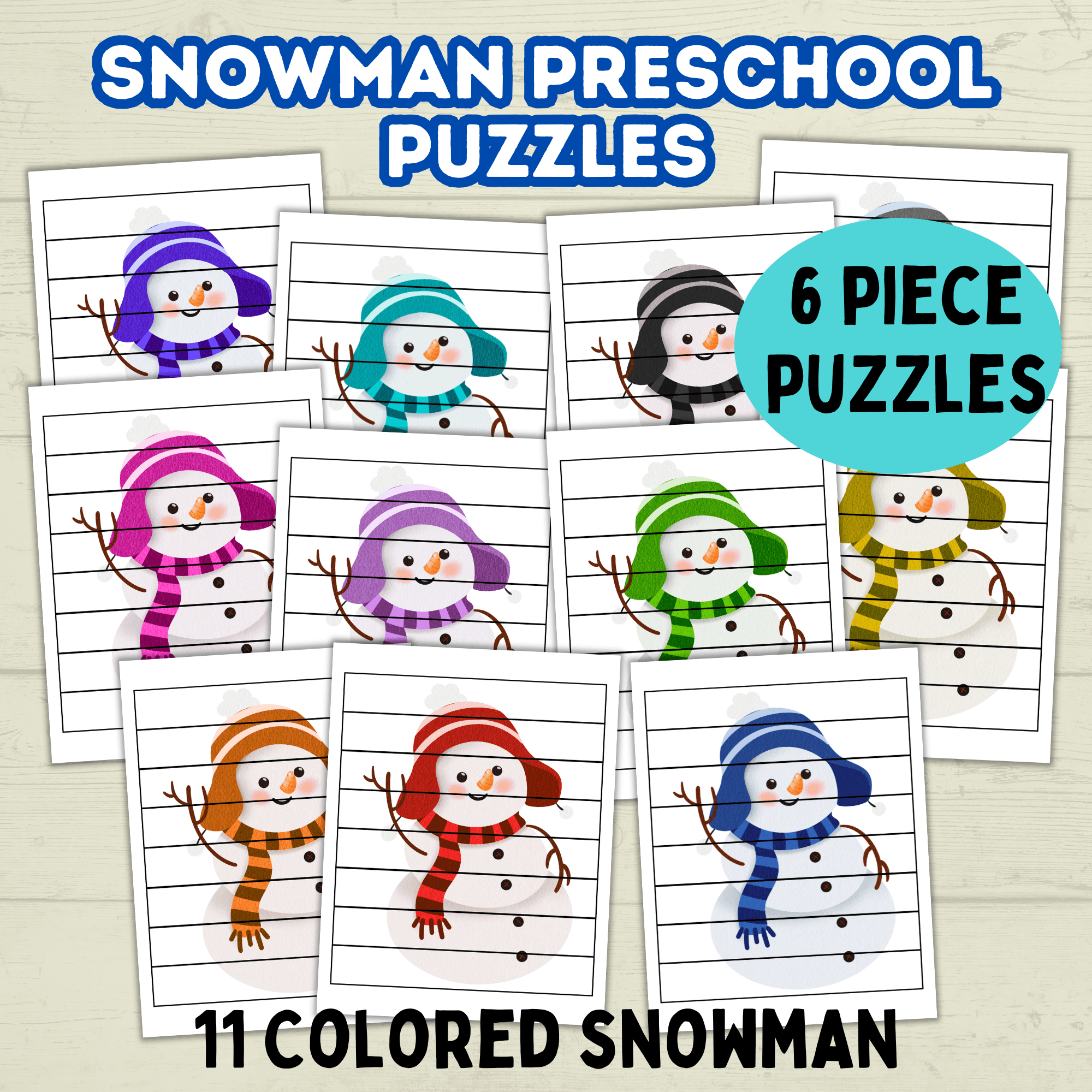 Fun Snowman Preschool Puzzles for Toddlers, Winter Holiday Activities, Kindergarten