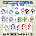 Fun Snowman Preschool Puzzles for Toddlers, Winter Holiday Activities, Kindergarten