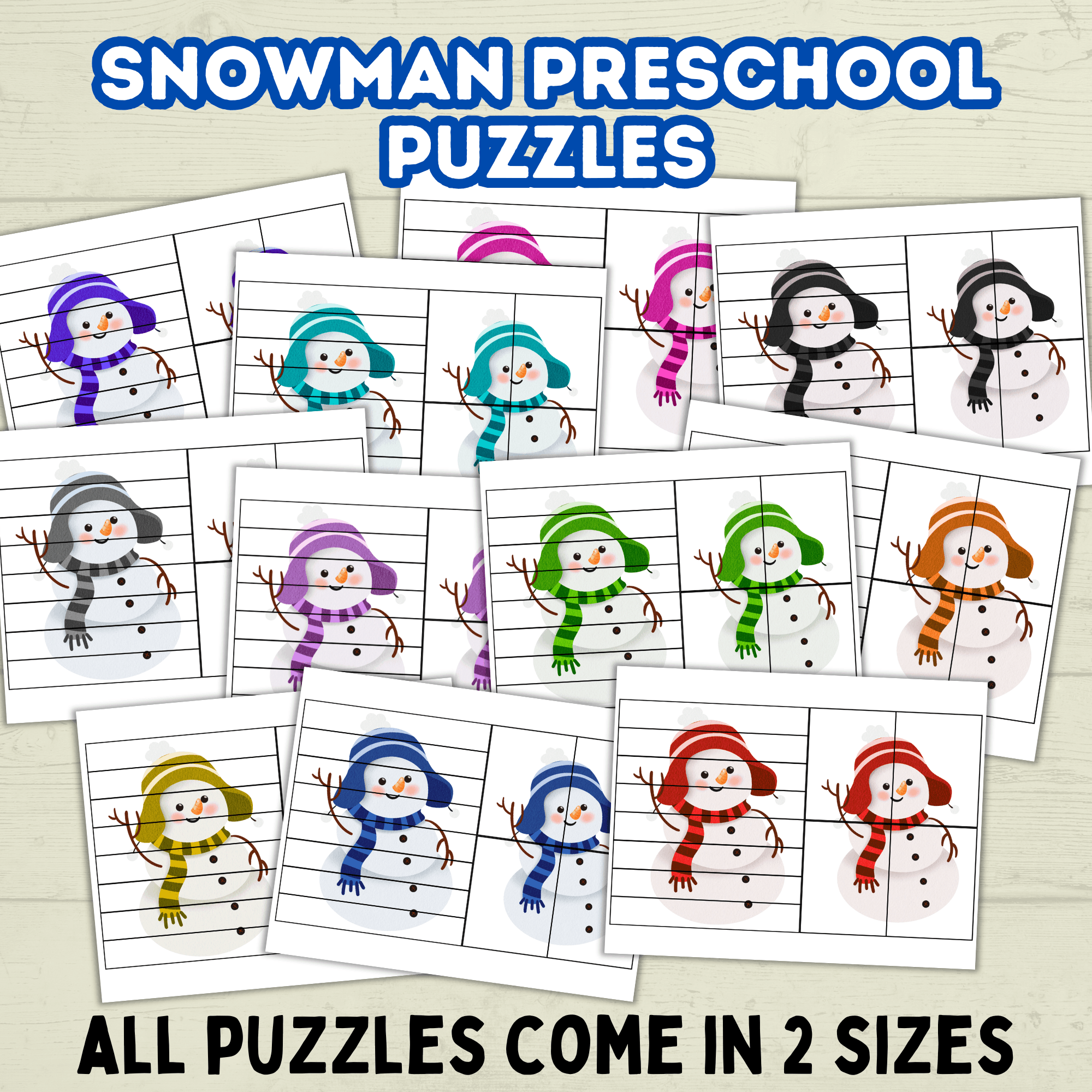 Fun Snowman Preschool Puzzles for Toddlers, Winter Holiday Activities, Kindergarten