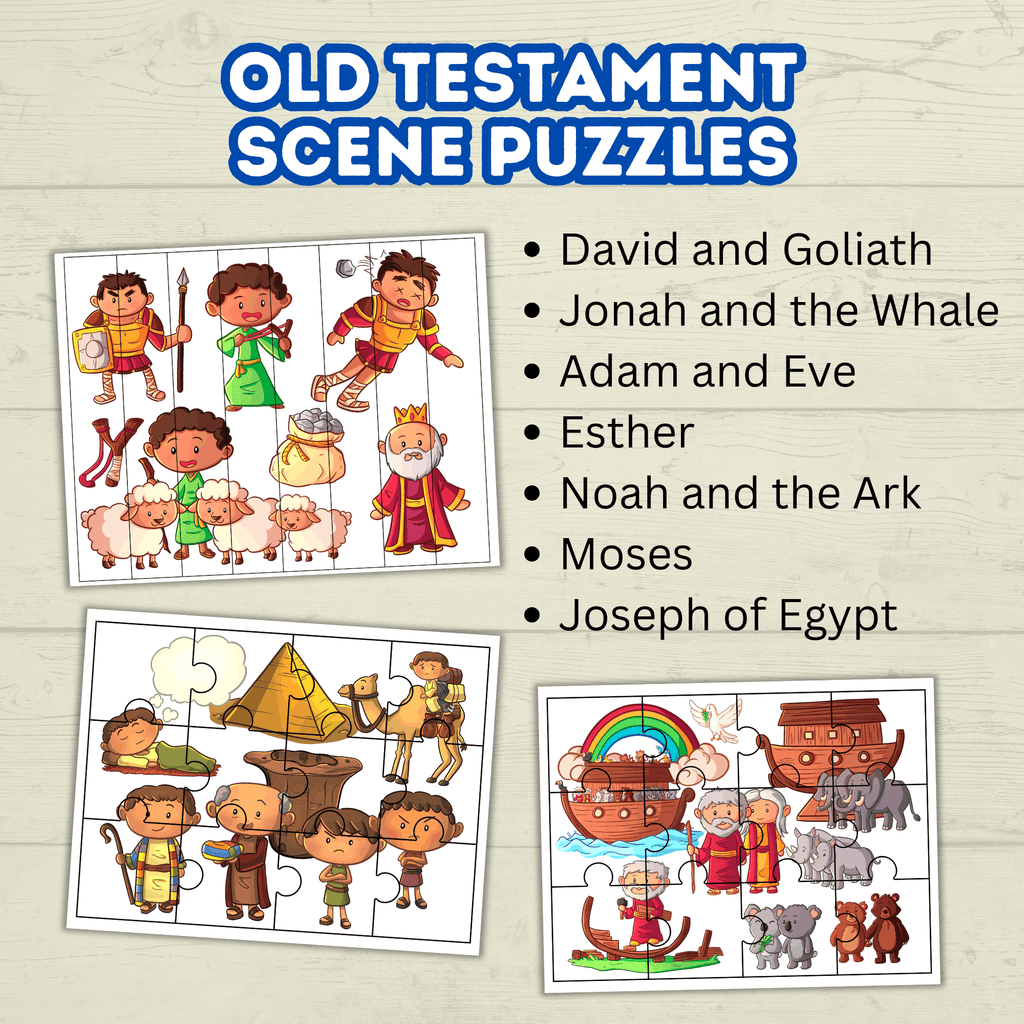 Bible Characters, Old Testament Activity, Fine Motor Skills, Religious Toddler Puzzles, Christian