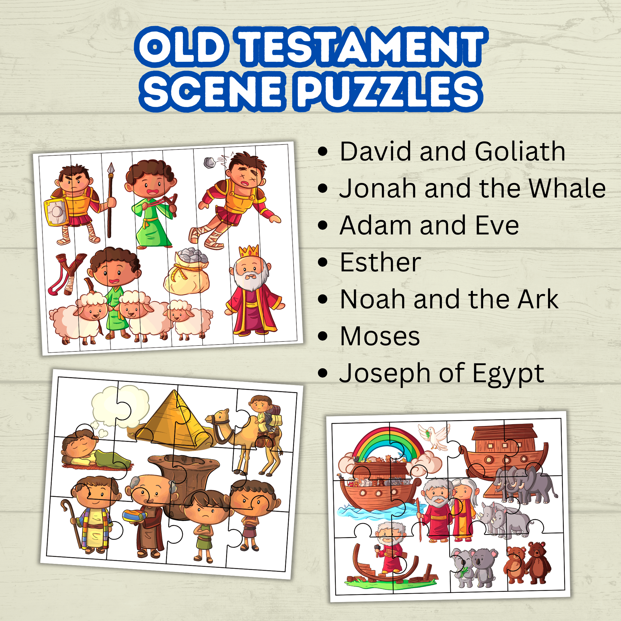 Bible Characters, Old Testament Activity, Fine Motor Skills, Religious Toddler Puzzles, Christian