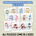 Fun Snowman Preschool Puzzles for Toddlers, Winter Holiday Activities, Kindergarten