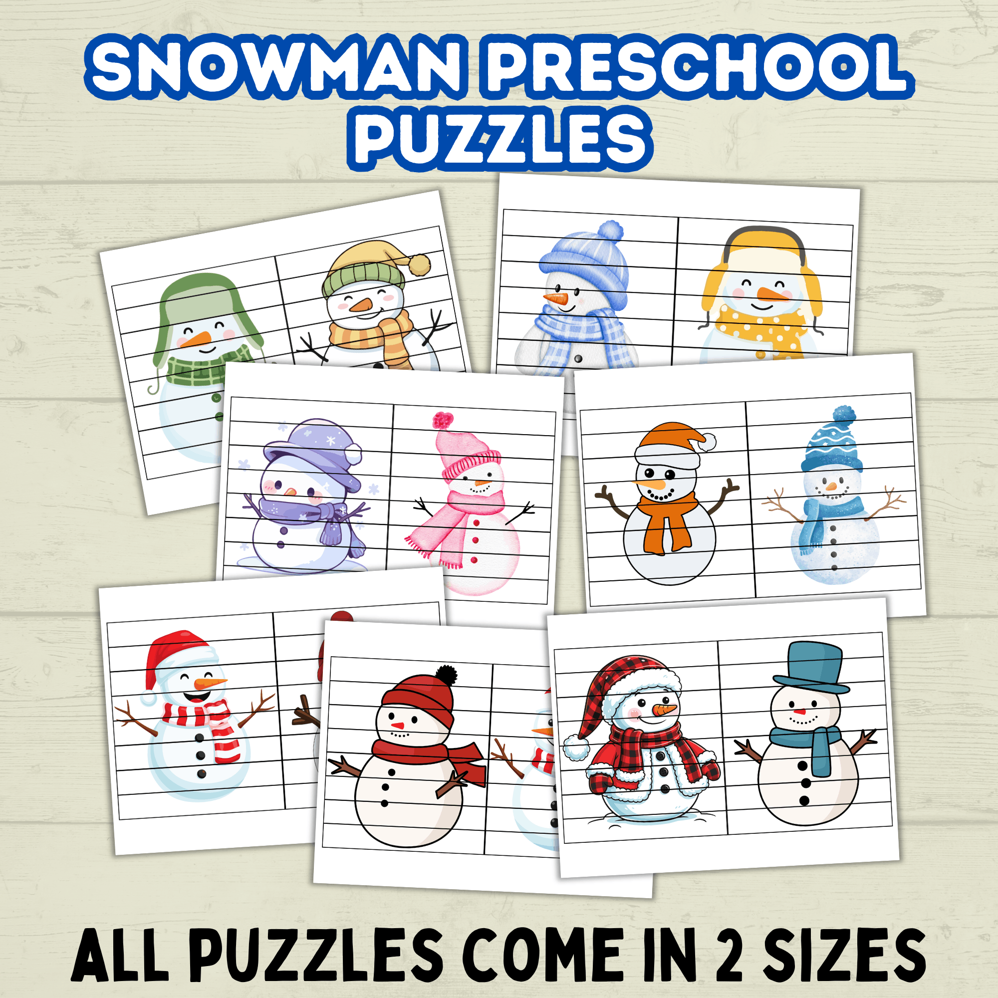 Fun Snowman Preschool Puzzles for Toddlers, Winter Holiday Activities, Kindergarten