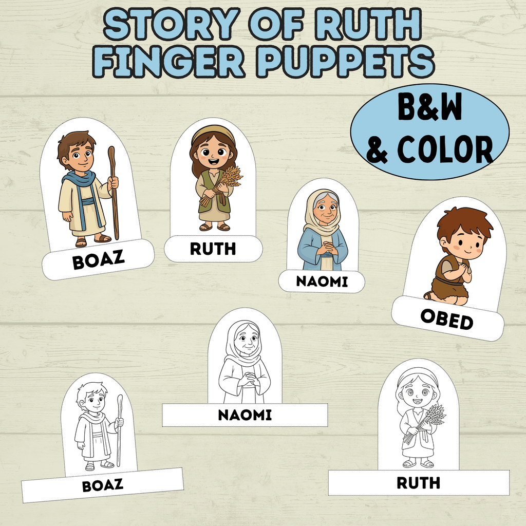 Ruth Craft, Bible Story Craft, Finger Puppets Bible Lesson, Sunday School Craft