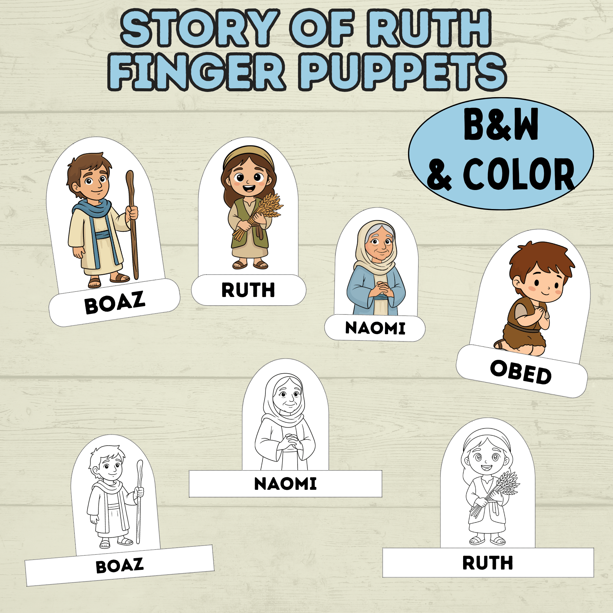 Ruth Craft, Bible Story Craft, Finger Puppets Bible Lesson, Sunday School Craft