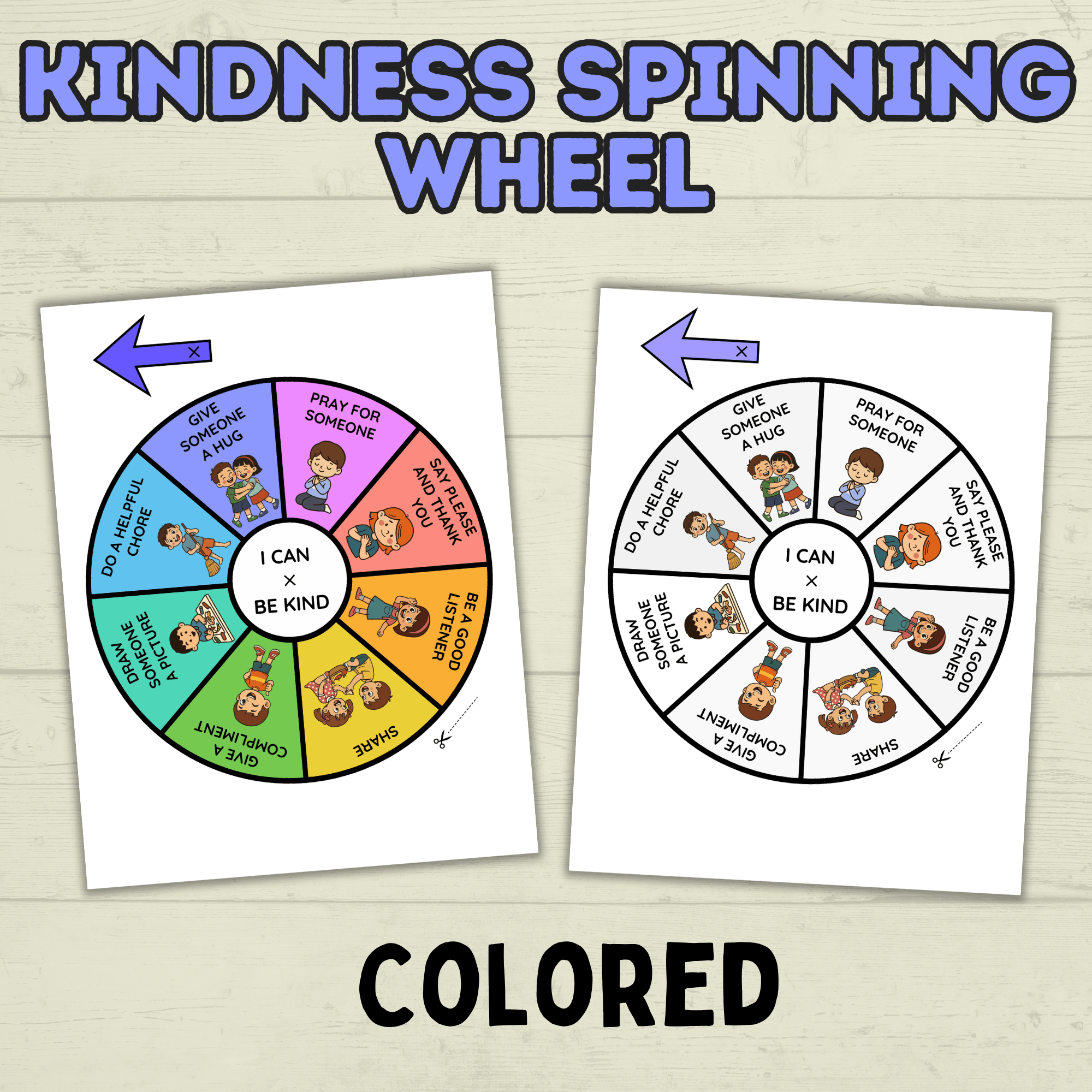 Kindness Craft for Kids, Kindness Spinner Craft, I Can Be Kind, Sunday School Craft