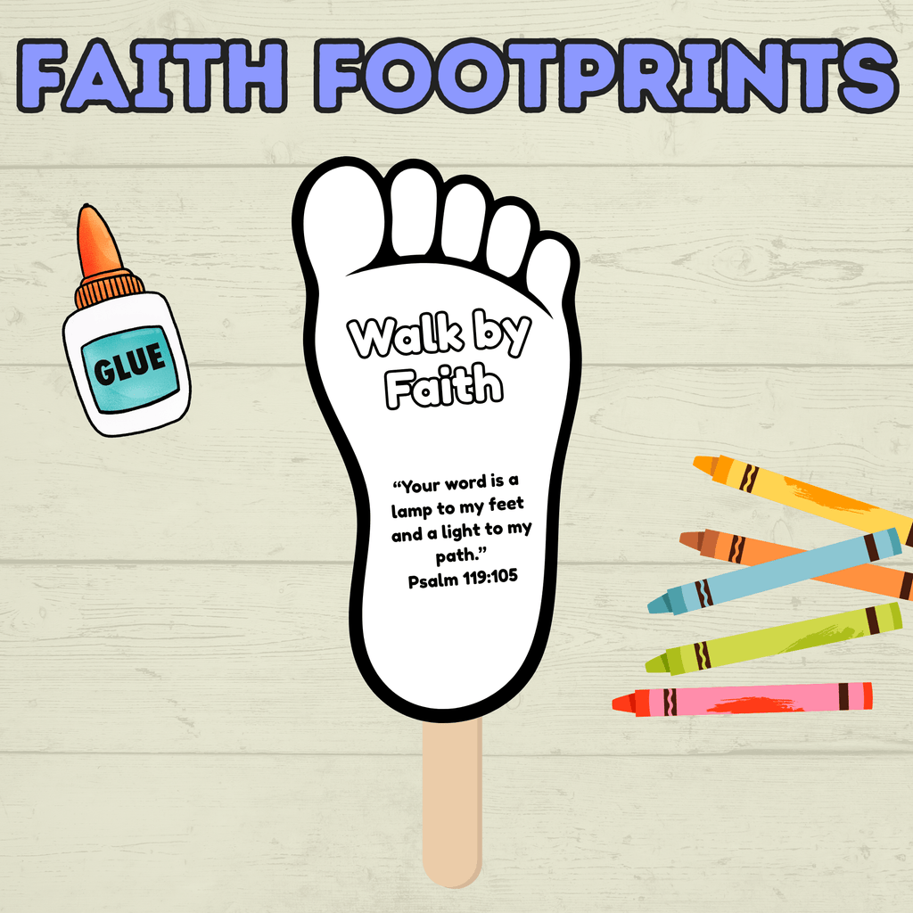 Faith Craft for Kids, Footprint Craft, Fan Craft, Bible Craft, Christian Craft, Kids Activity, Sunday School Craft, Walk by Faith