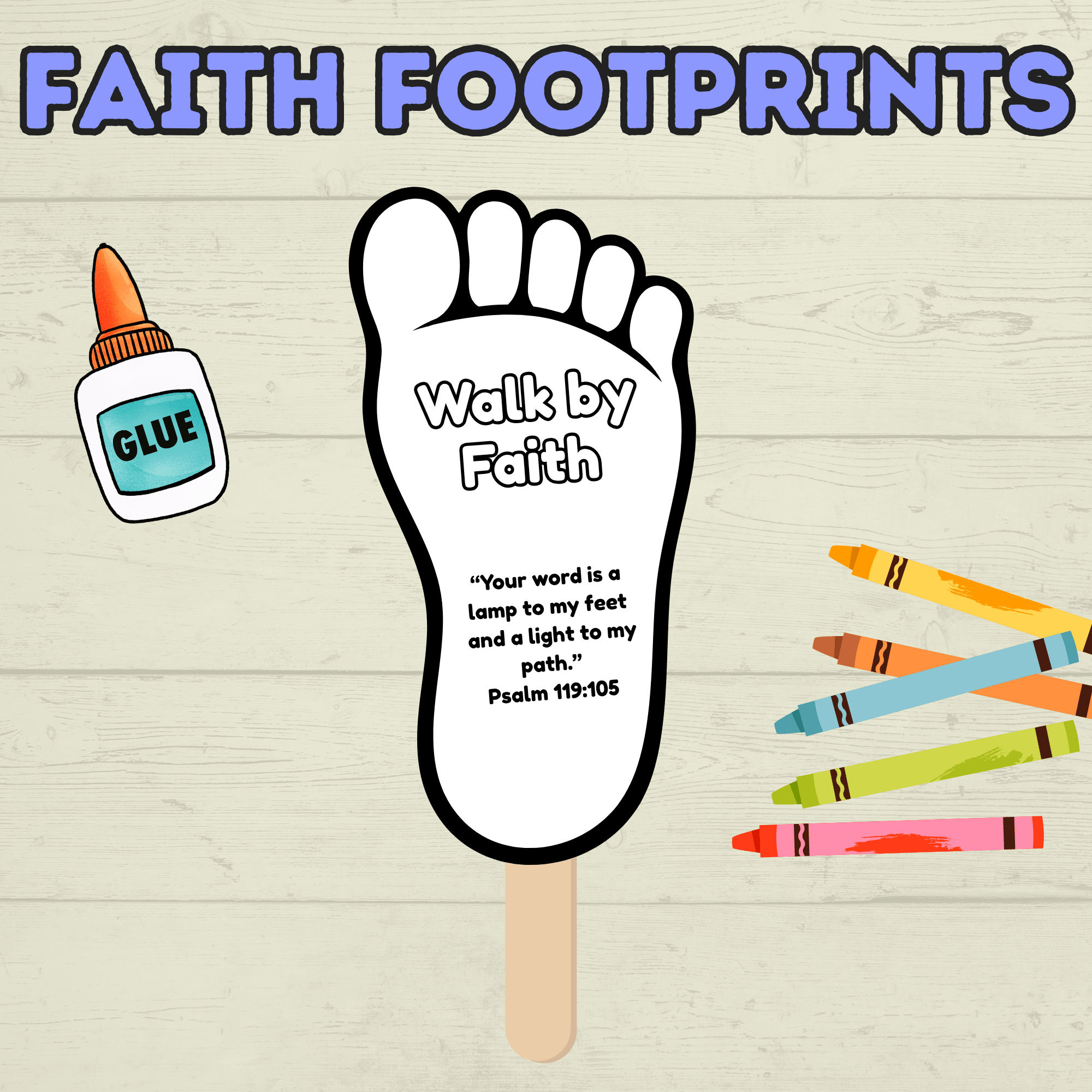 Faith Craft for Kids, Footprint Craft, Fan Craft, Bible Craft, Christian Craft, Kids Activity, Sunday School Craft, Walk by Faith