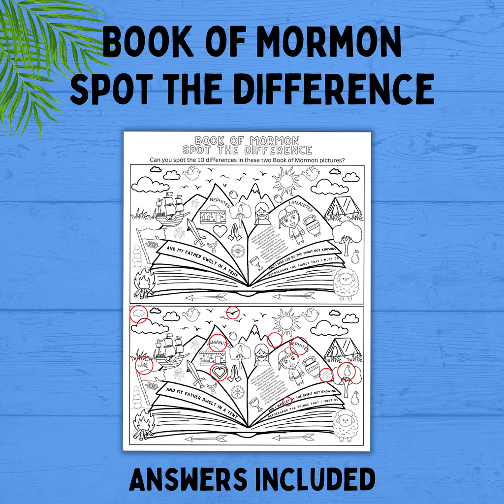 Book of Mormon Spot the Difference for Kids | Kids Printables | kids Activities | Book of Mormon Activities | Primary Activities | Sunday
