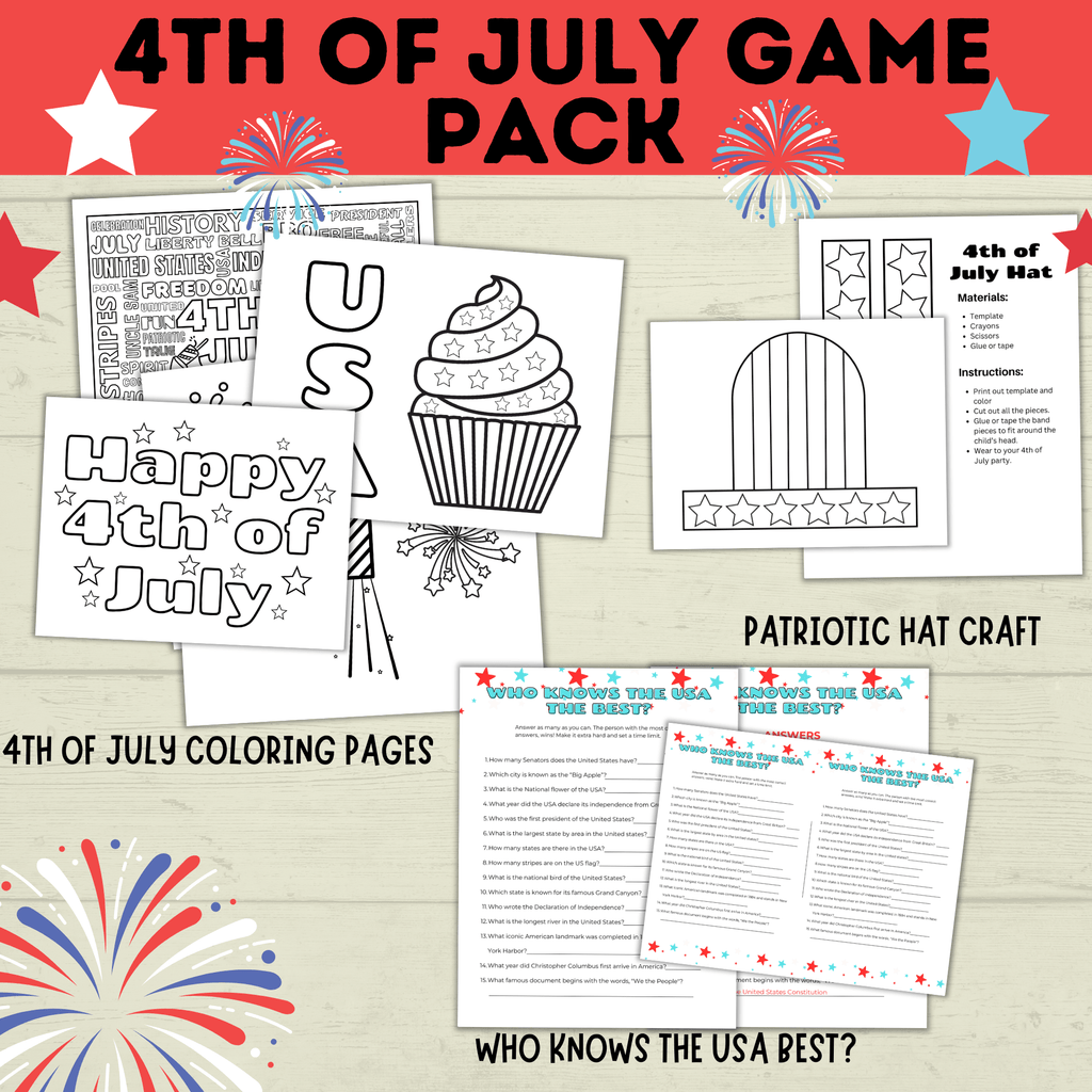 4th of July Games Pack | 4th of July Bundle | 4th of July Party Games Pack | Kids Games | Family Games | 4th of July Printables