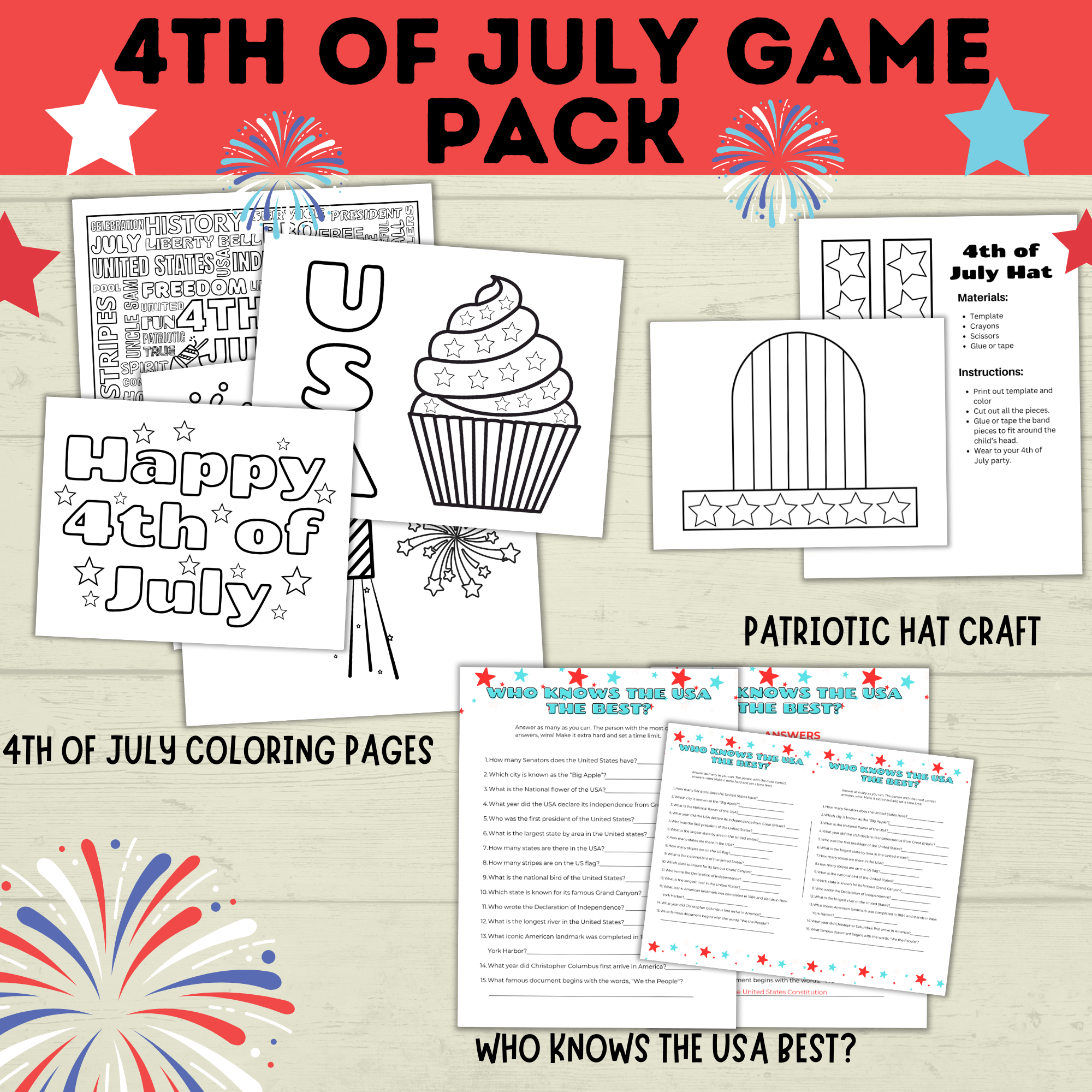 4th of July Games Pack | 4th of July Bundle | 4th of July Party Games Pack | Kids Games | Family Games | 4th of July Printables