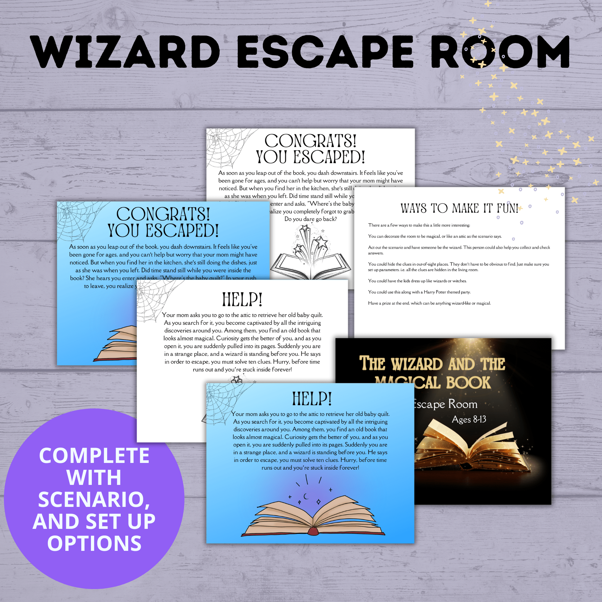 Wizard Escape Room for Kids 8-13 | Kids Escape Room | Digital Escape Room | DIY Escape Room | Magic Escape Room | Party Game | Kids Games