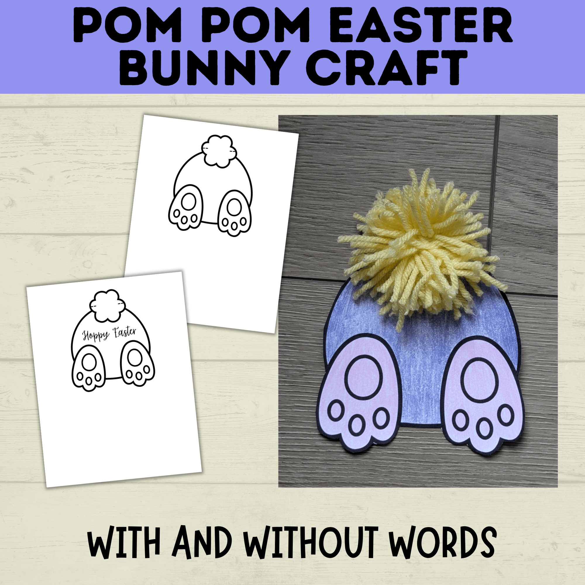 Easter Crafts | Easter Bunny Crafts | Pom Pom Easter Bunny | Kids Easter Crafts | Easter Printables | Easter Activities | Kids Crafts