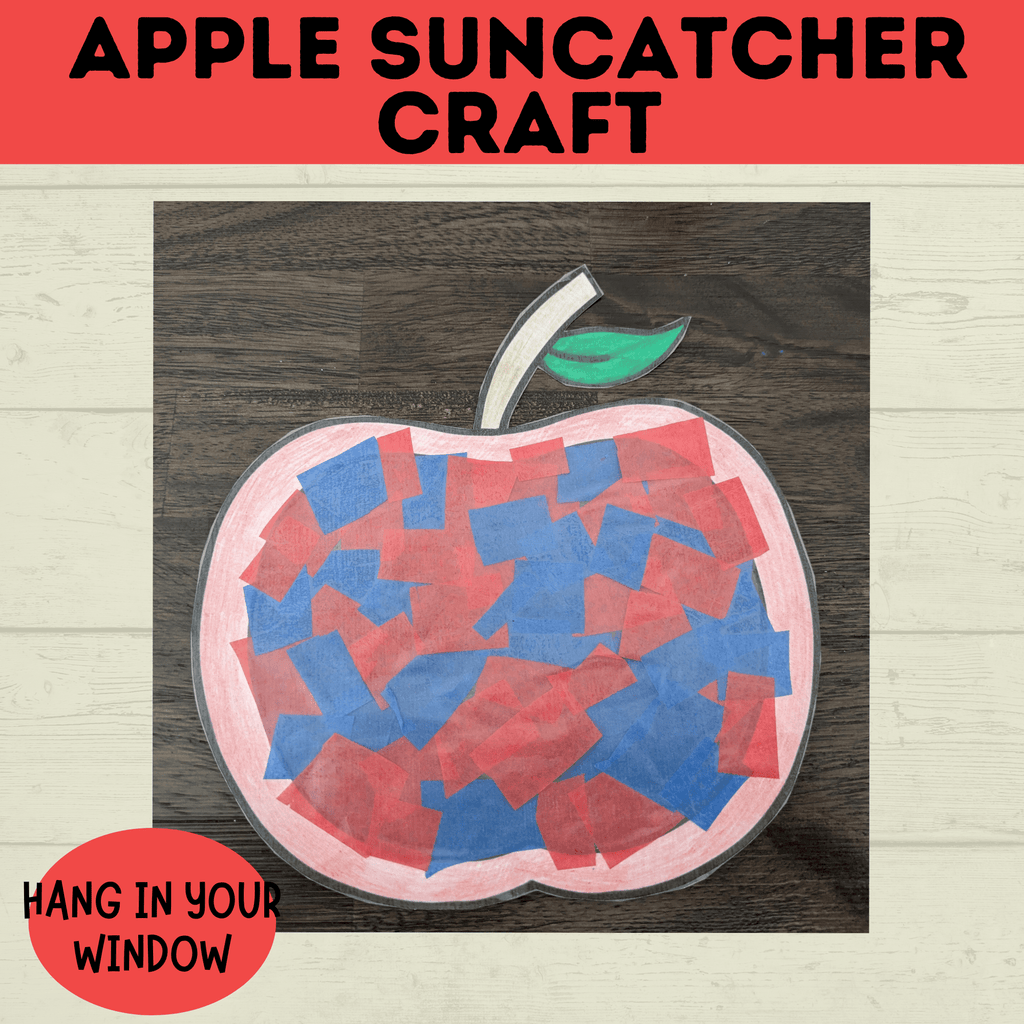Apple Suncatcher Craft for Kids | Apple Template | Apple Craft | Kids Crafts Templates | Kids Printables | Preschool Crafts | PDF digital