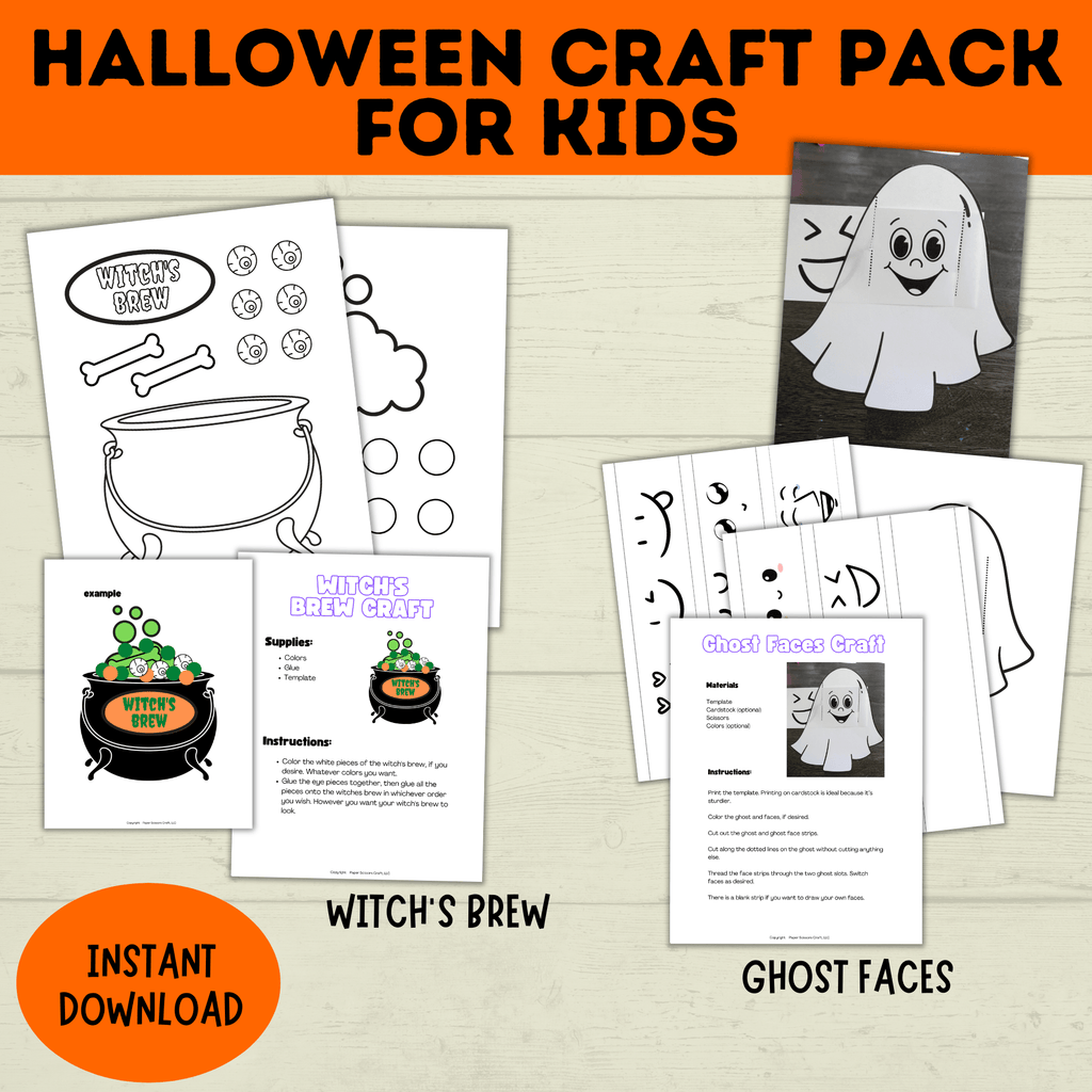 Halloween Craft Pack for Kids | Halloween Crafts | Skeleton Craft | Pumpkin Craft | Surprise Craft | Classroom Craft | Ghost Craft | PDF