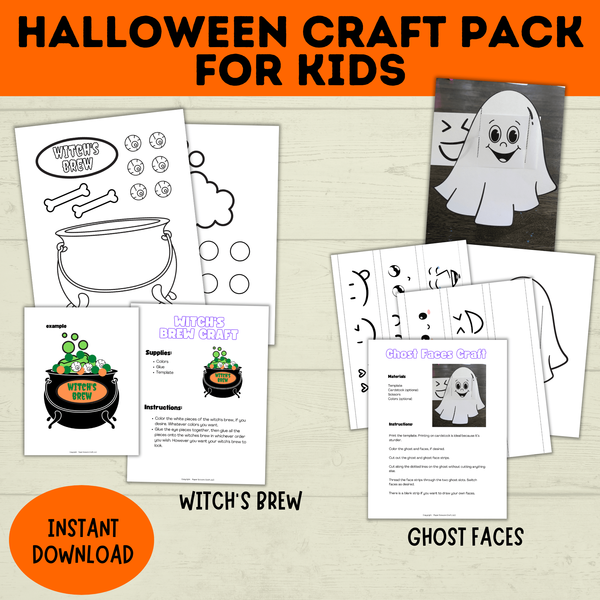Halloween Craft Pack for Kids | Halloween Crafts | Skeleton Craft | Pumpkin Craft | Surprise Craft | Classroom Craft | Ghost Craft | PDF