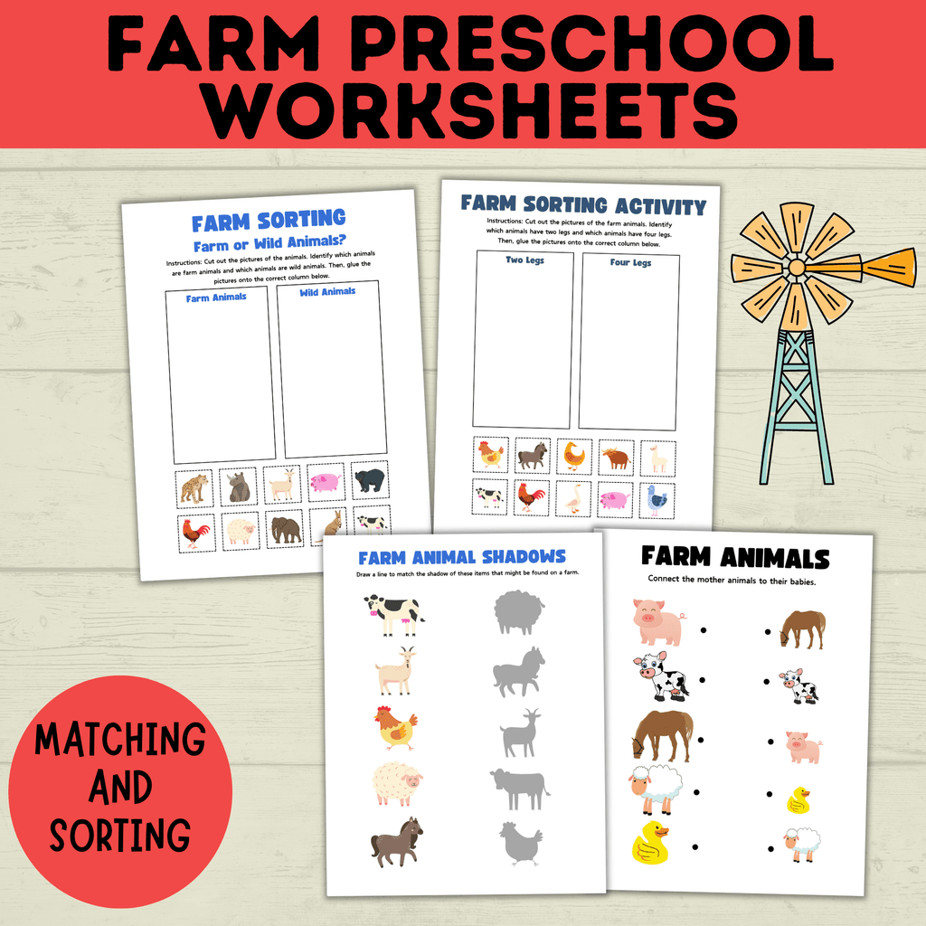 Farm Preschool Worksheets | Farm Activity | Farm Printables | Counting Printable | Toddler Counting | Word Tracing | Letter Recognition