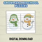Fun Snowman Preschool Puzzles for Toddlers, Winter Holiday Activities, Kindergarten