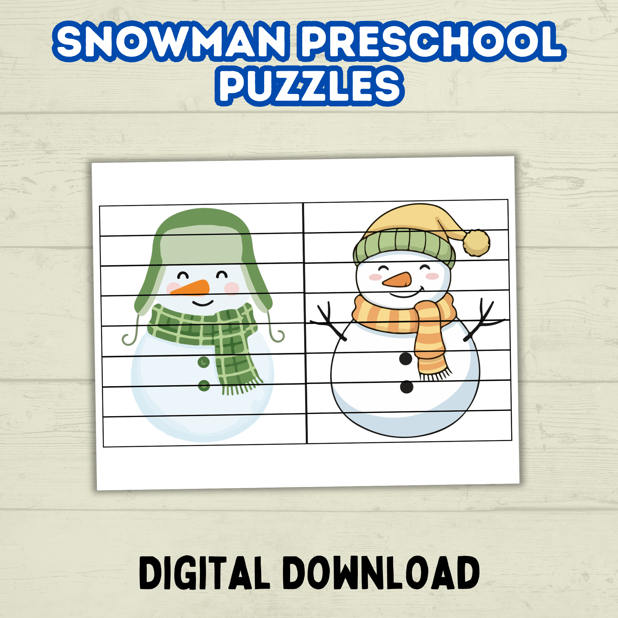 Fun Snowman Preschool Puzzles for Toddlers, Winter Holiday Activities, Kindergarten