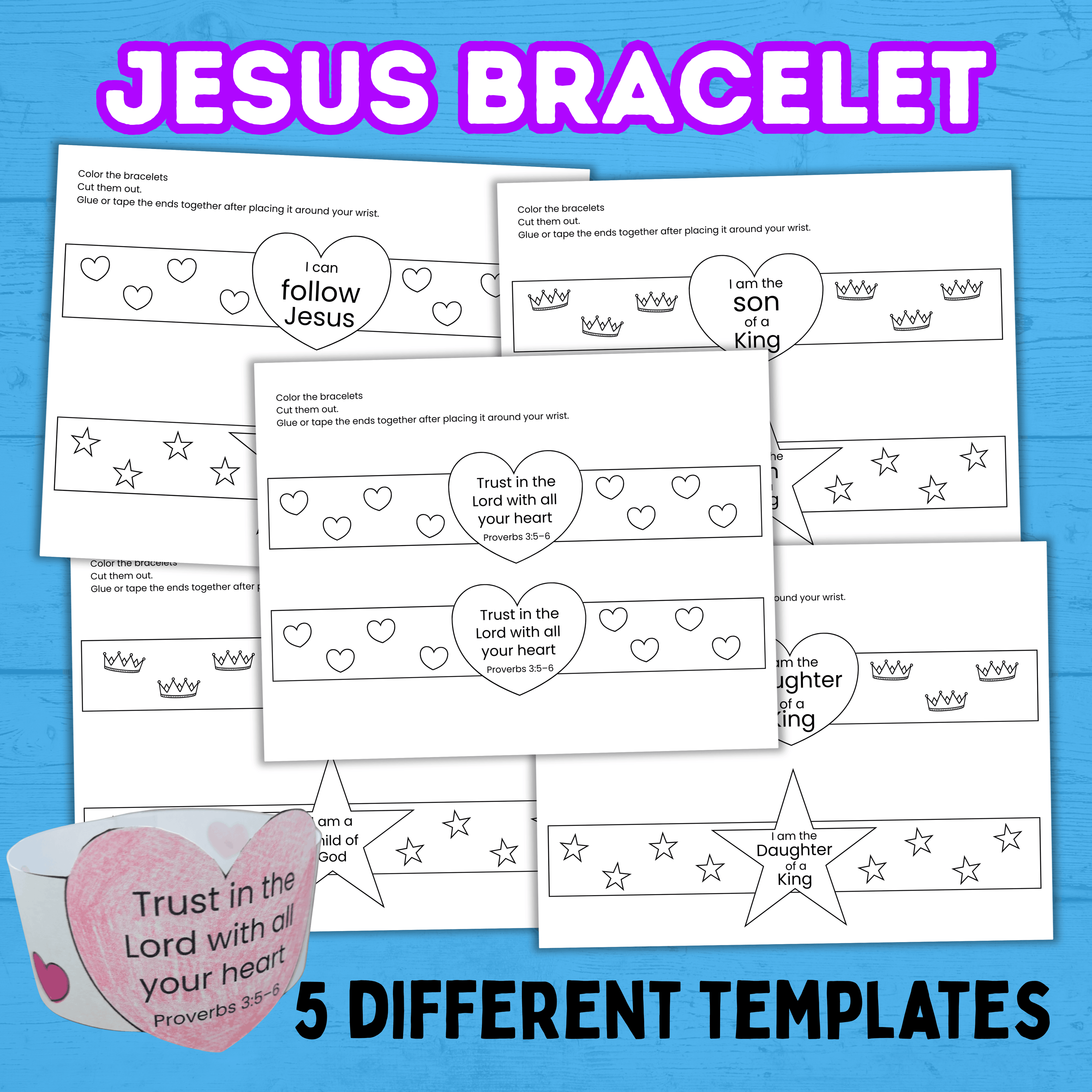 Jesus Paper Bracelets, Jesus Wristband, I am a Child of God, Sunday School Craft, Christian Craft, Bible Lesson Activity, Faith Wristband