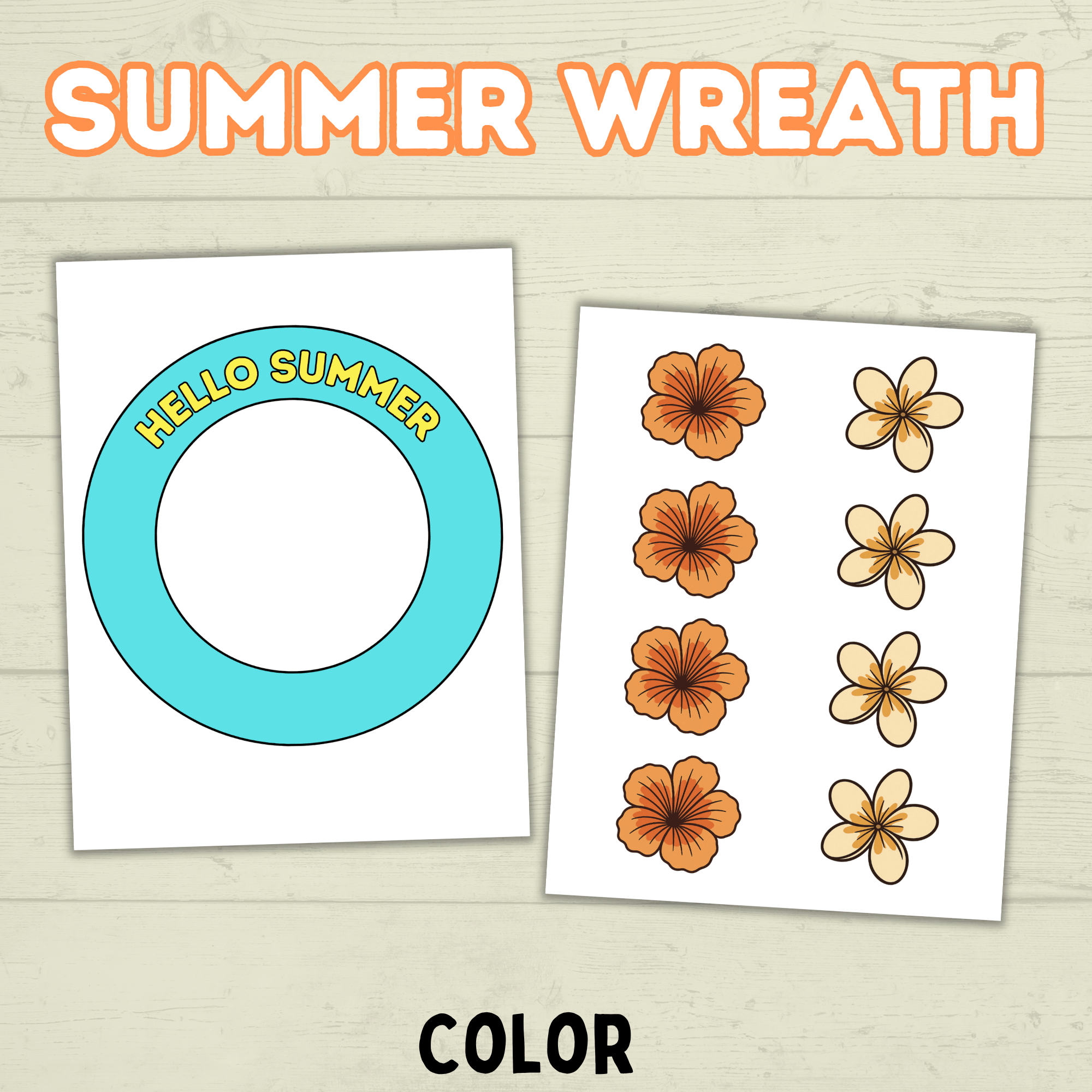 Summer DIY Paper Wreath, Summer Craft, Summer Activity for Kids, Hello Summer