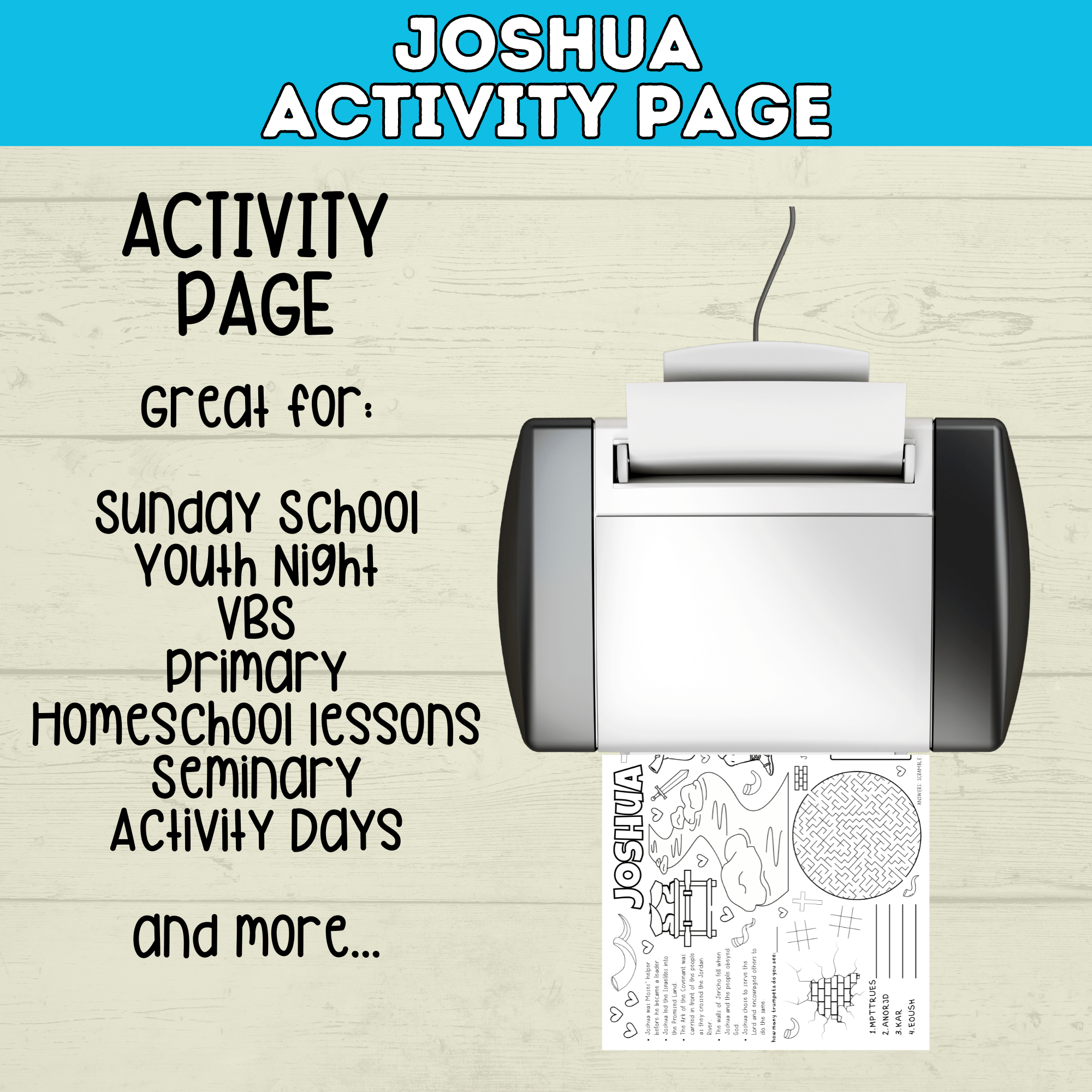 Joshua Kids Activity Bible Page, Coloring Page, Sunday School, Christian Printable Digital Download, Ark of the Covenant Scripture Sheet