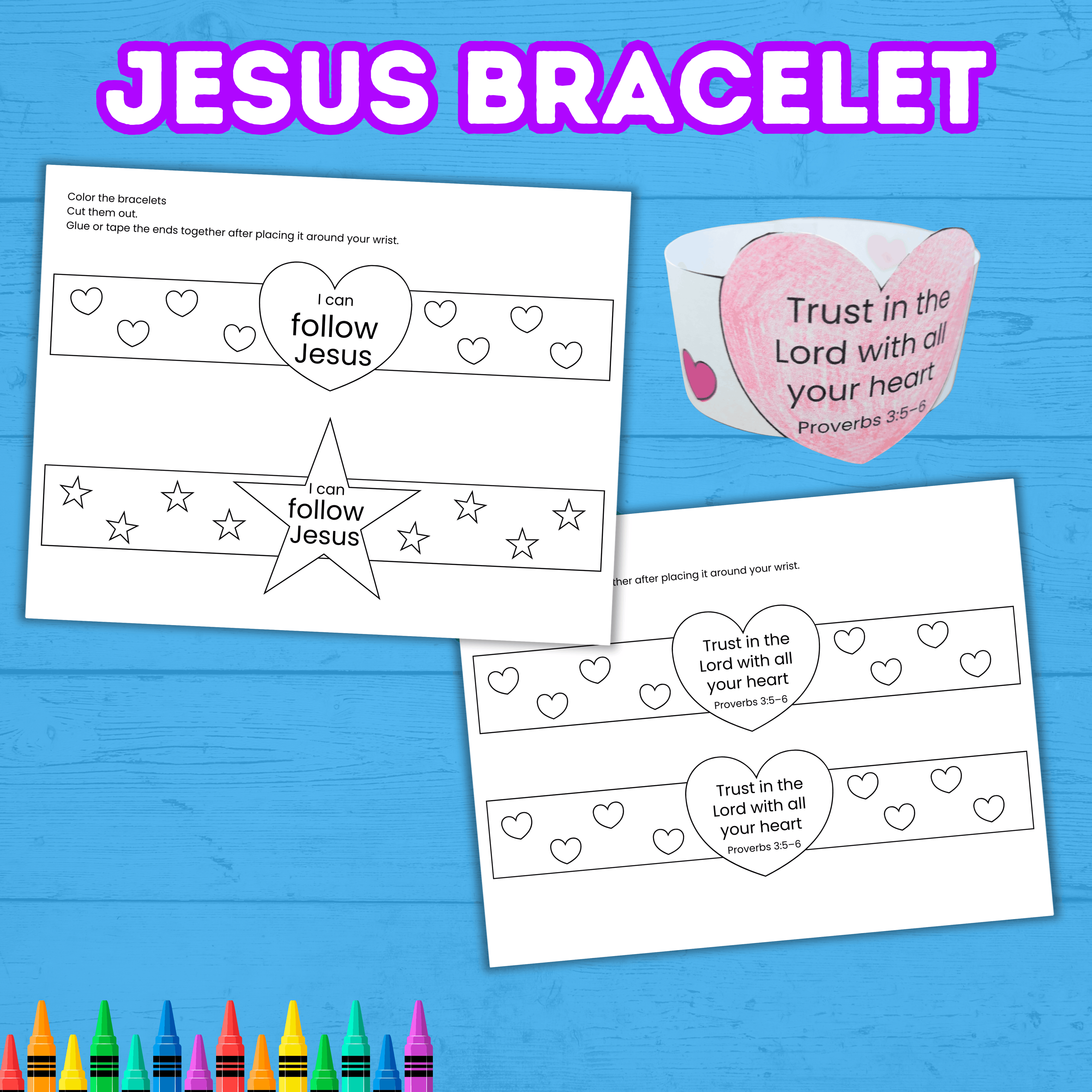 Jesus Paper Bracelets, Jesus Wristband, I am a Child of God, Sunday School Craft, Christian Craft, Bible Lesson Activity, Faith Wristband