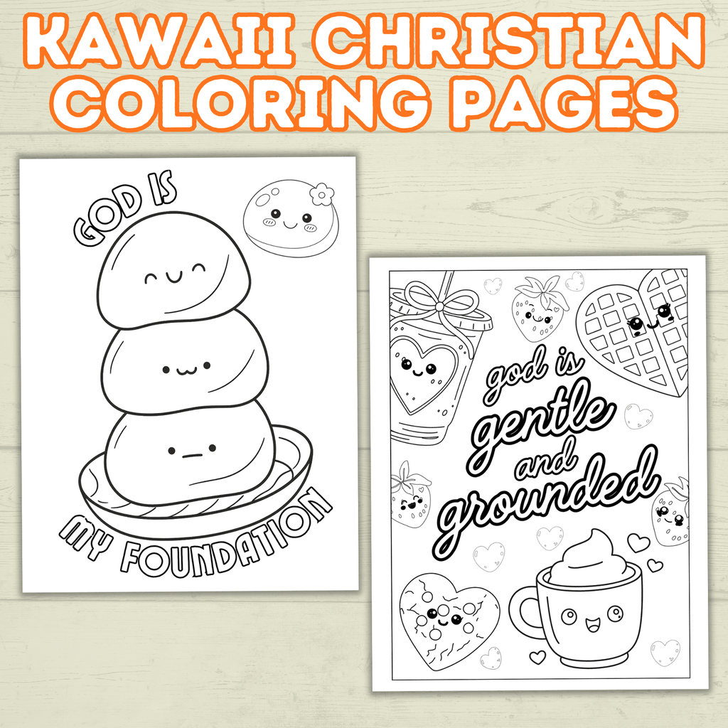 Kawaii Food Christian Coloring Pages for Kids, Adults, and Families