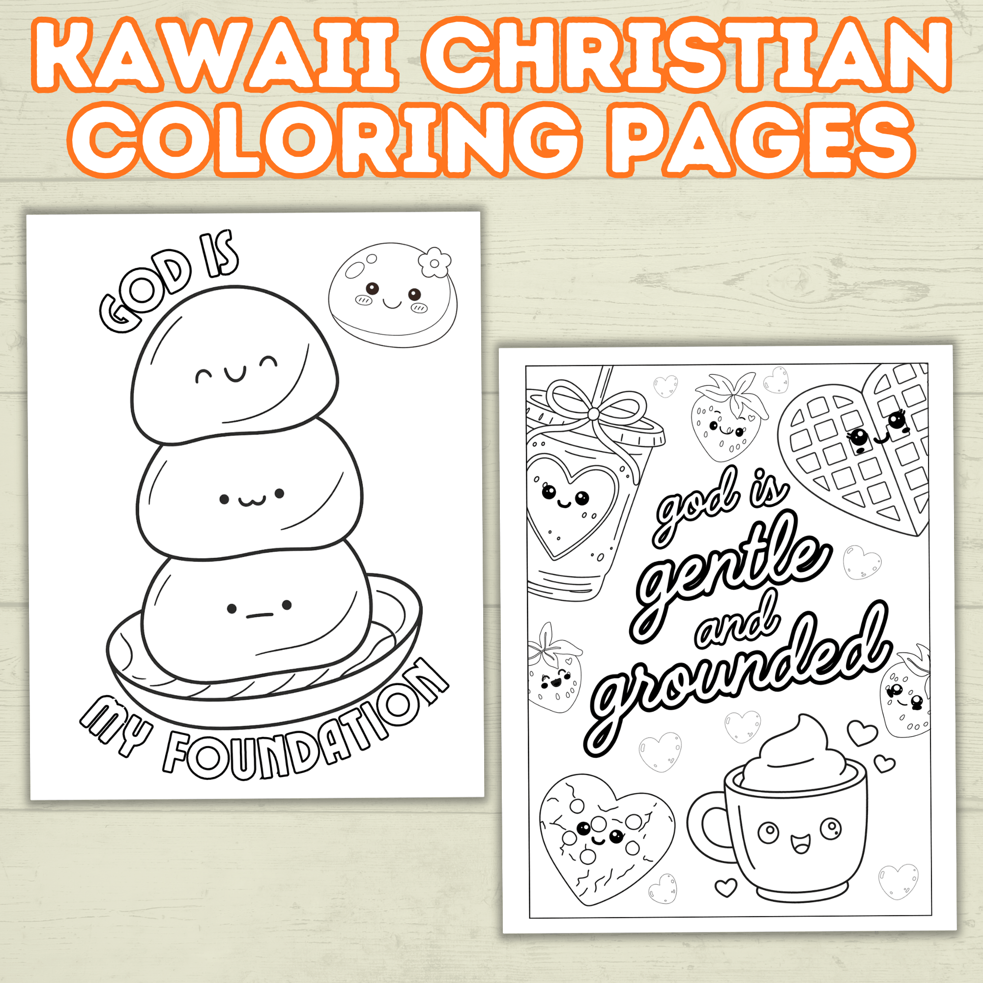 Kawaii Food Christian Coloring Pages for Kids, Adults, and Families