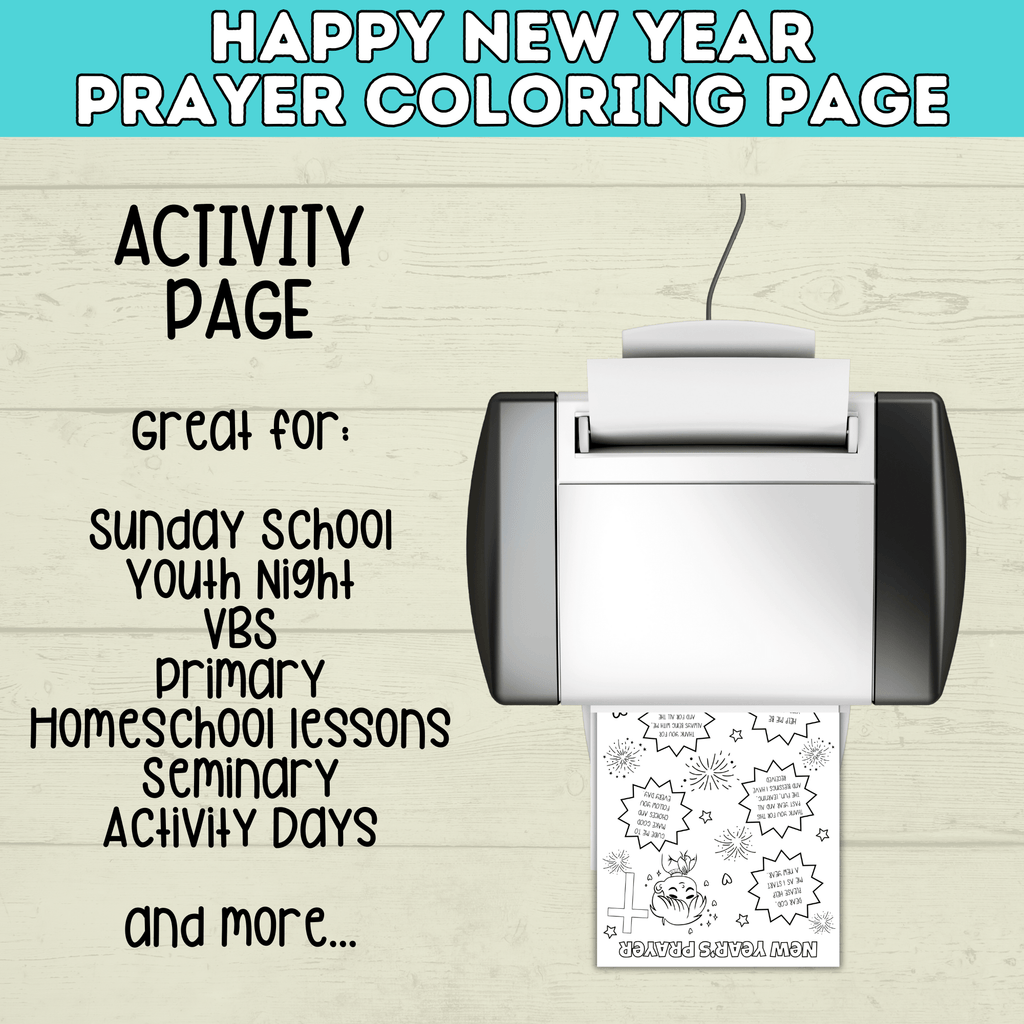 New Year's Eve Prayer Faith Coloring Page Printable, Christian Activity