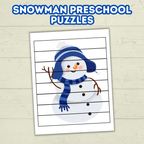 Fun Snowman Preschool Puzzles for Toddlers, Winter Holiday Activities, Kindergarten