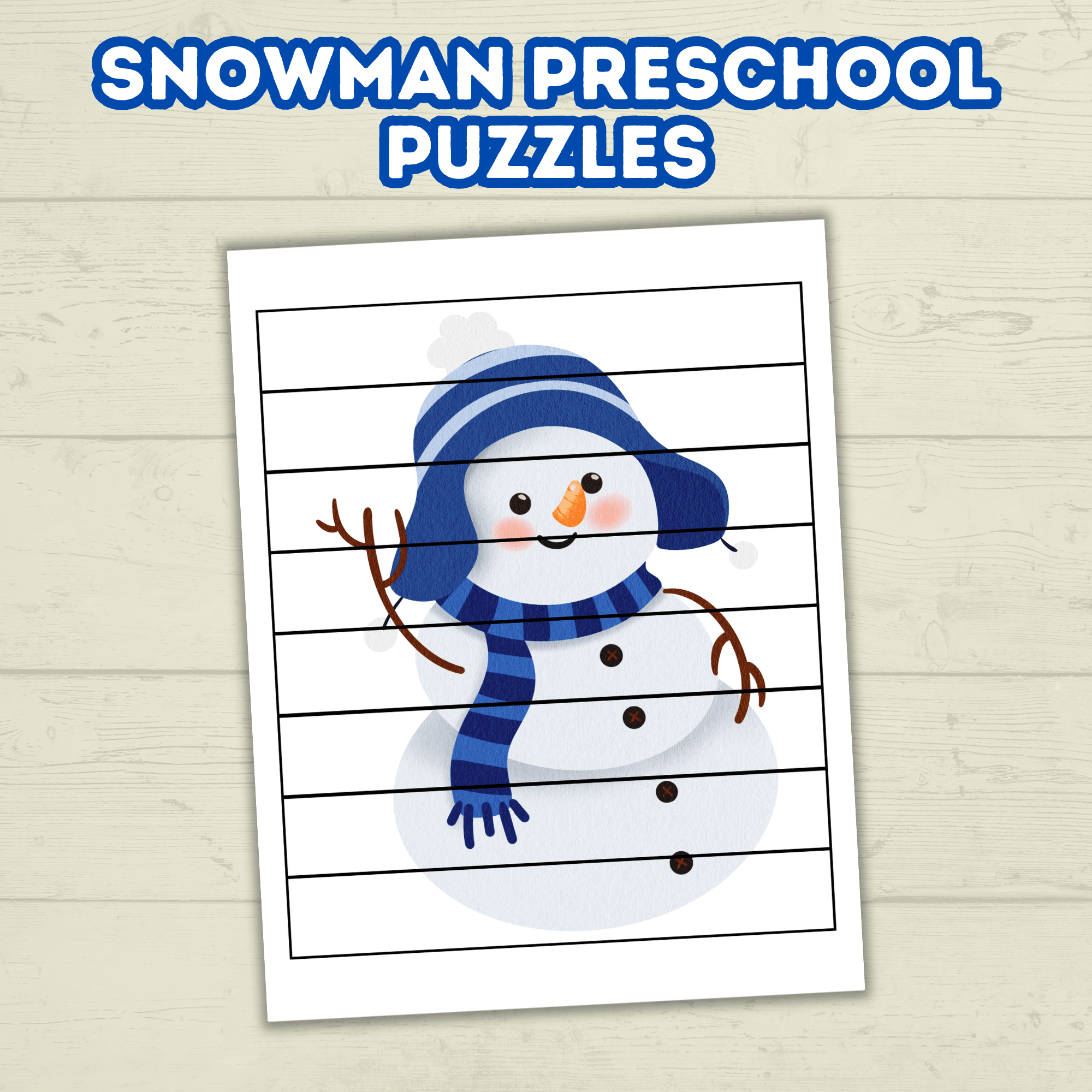 Fun Snowman Preschool Puzzles for Toddlers, Winter Holiday Activities, Kindergarten