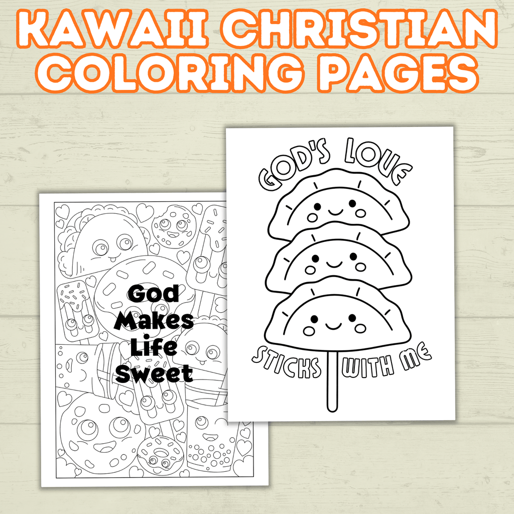 Kawaii Food Christian Coloring Pages for Kids, Adults, and Families