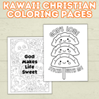 Kawaii Food Christian Coloring Pages for Kids, Adults, and Families