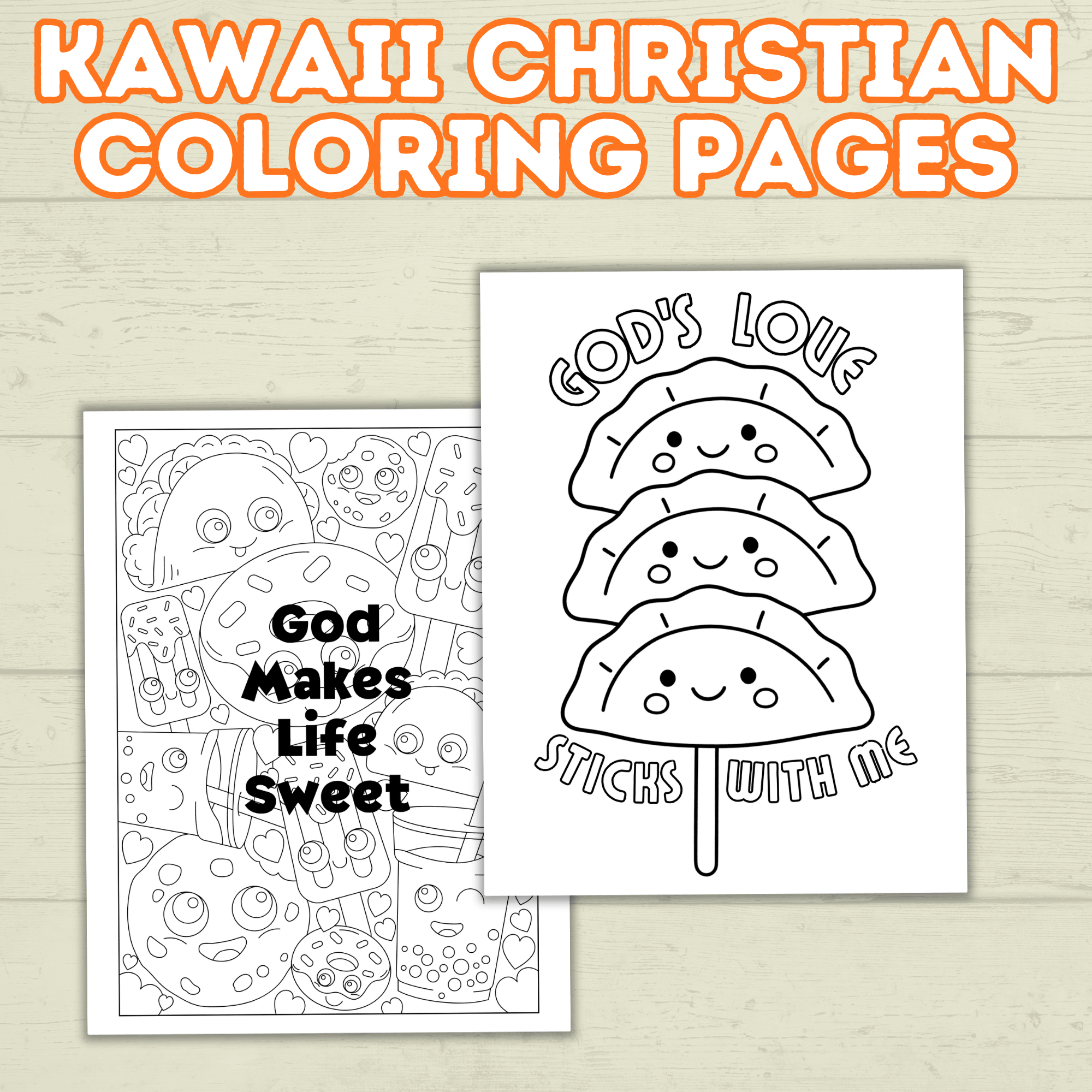 Kawaii Food Christian Coloring Pages for Kids, Adults, and Families