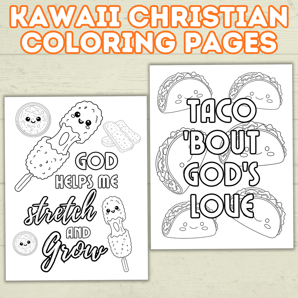 Kawaii Food Christian Coloring Pages for Kids, Adults, and Families